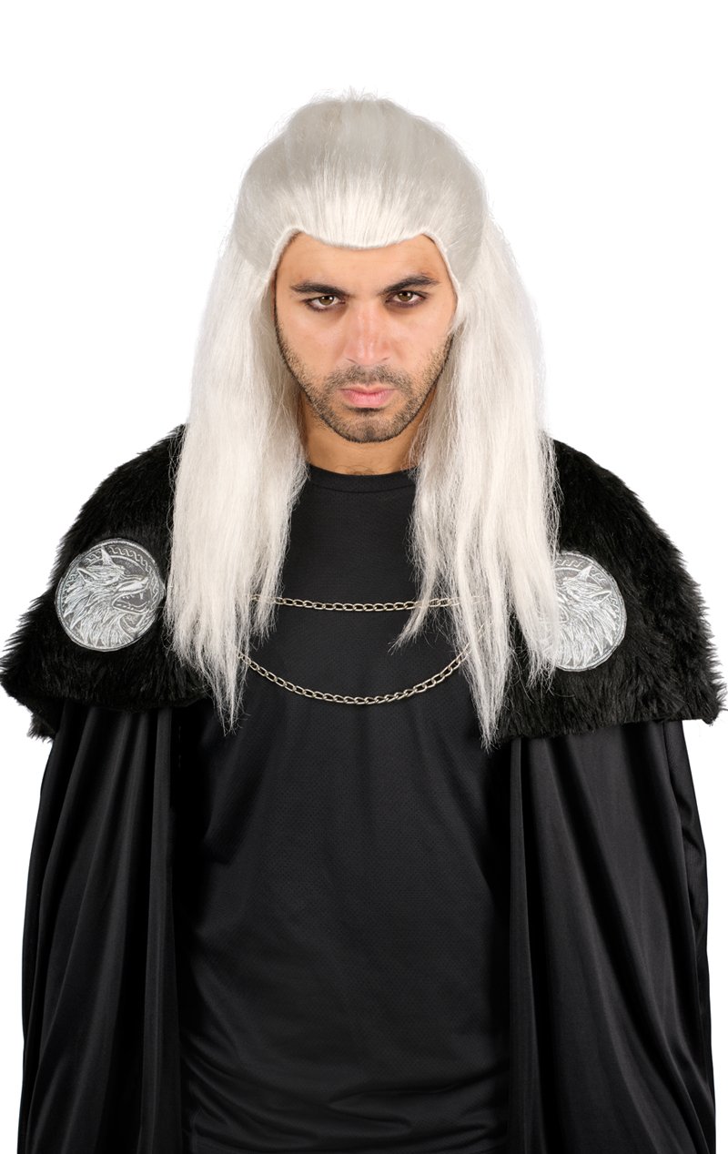 Adult White Long Warrior Wig Accessory - Simply Fancy Dress