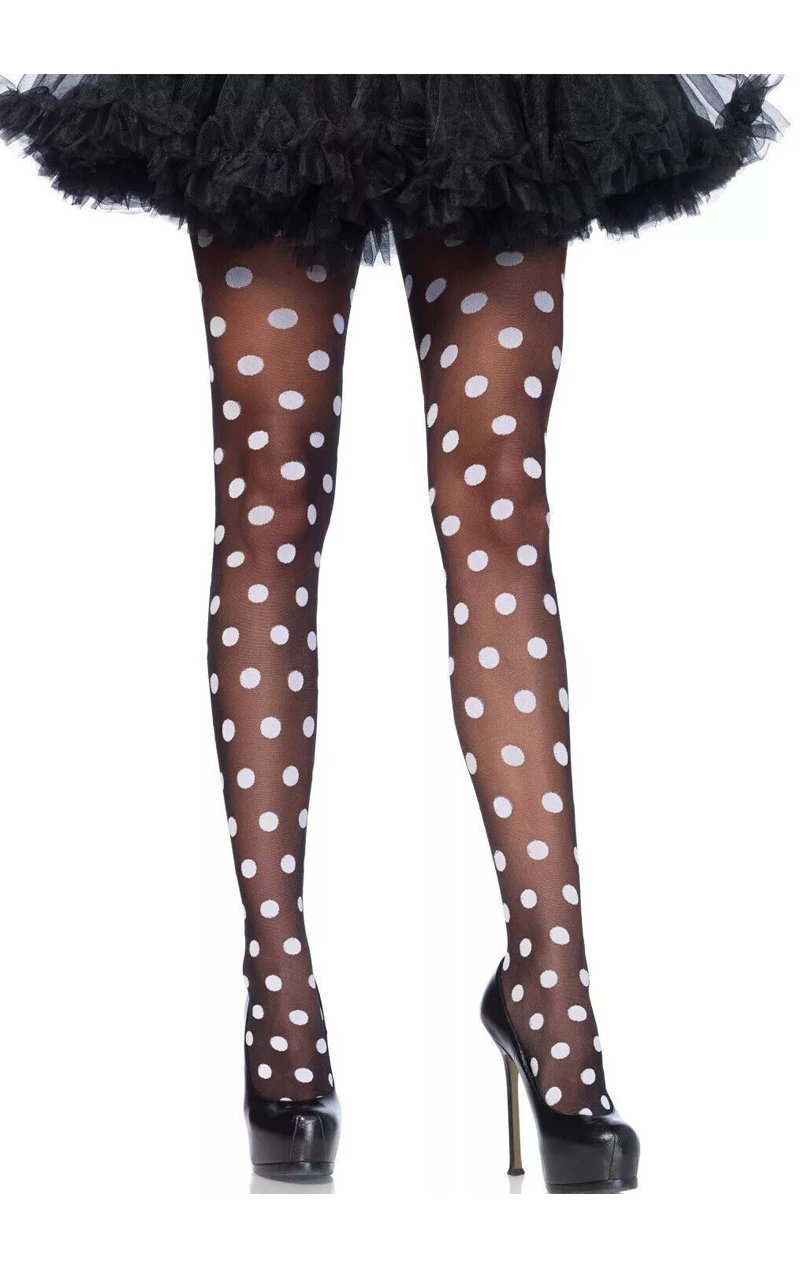 Black With White Polka Dot Tights - Simply Fancy Dress