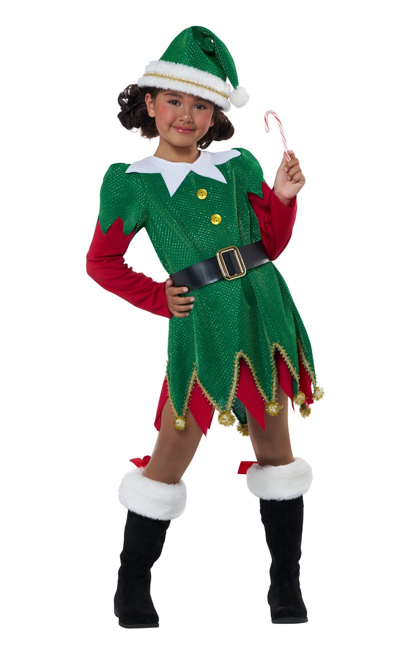 Girls Cute Christmas Elf Costume - Simply Fancy Dress