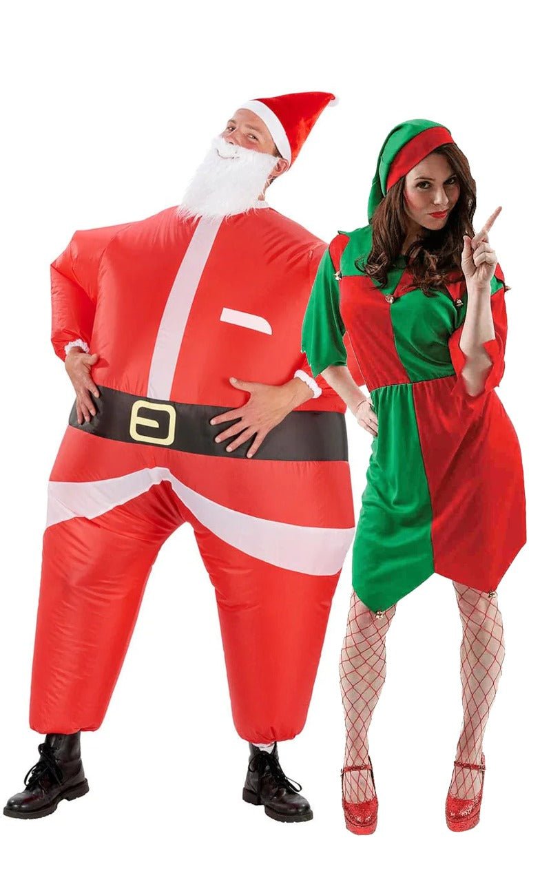 Inflatable Santa & Sexy Elf Couples Costume - Simply Fancy Dress