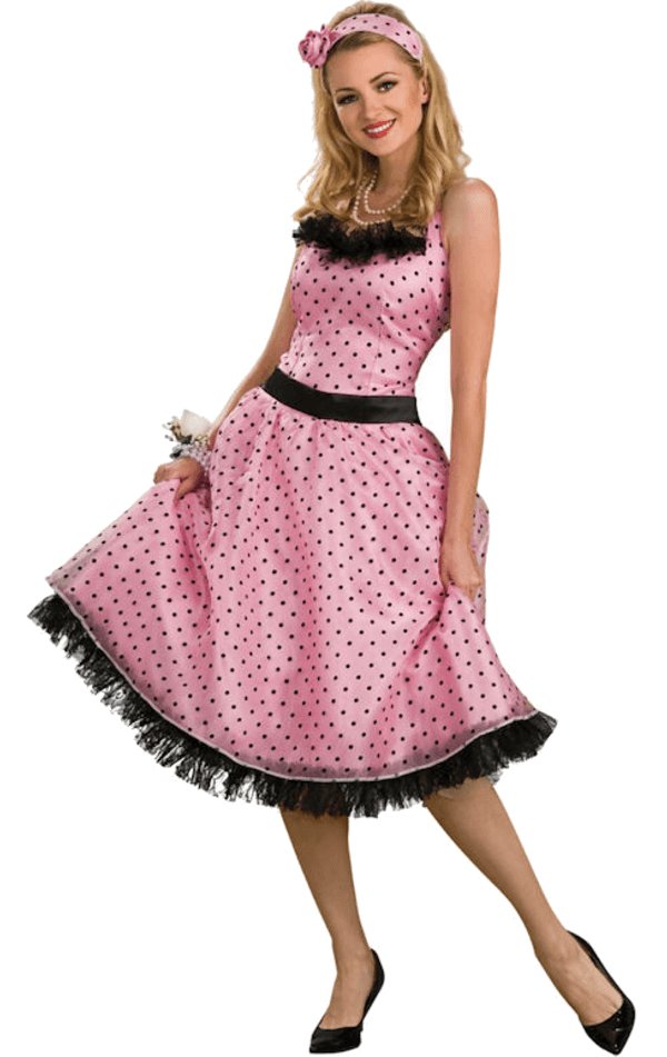 Ladies Polka Dot Prom 50s Fancy Dress Costume - Simply Fancy Dress