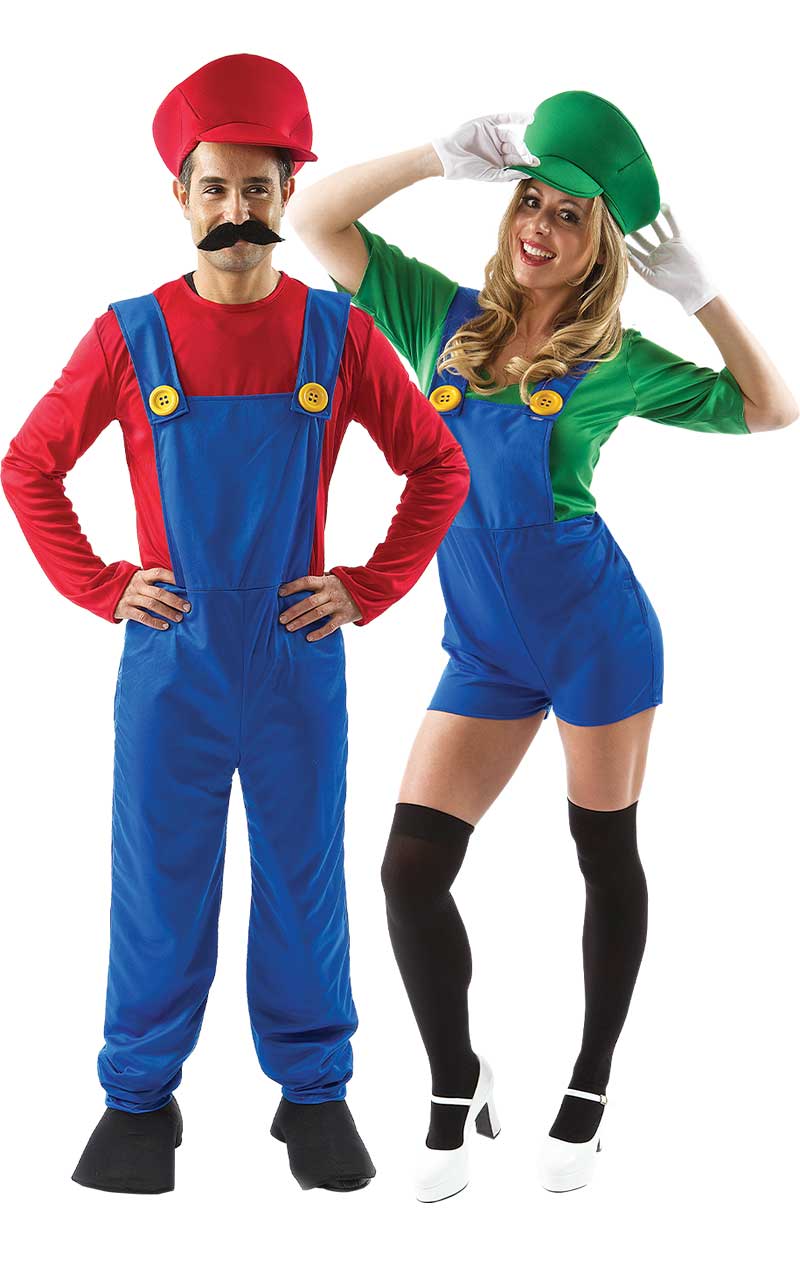 Man and Woman Video Game Plumbers Couples Costume - Simply Fancy Dress