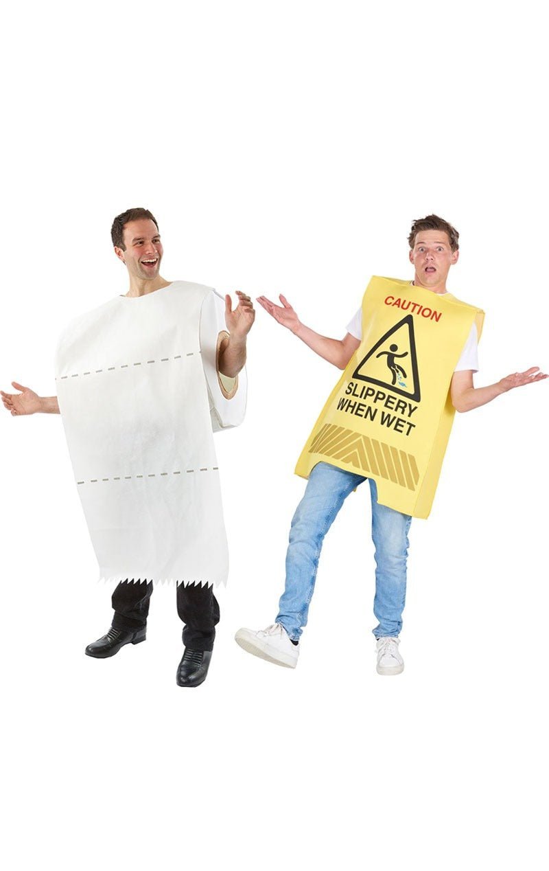 Toilet Roll & Wet Floor Sign Couples Costume - Simply Fancy Dress