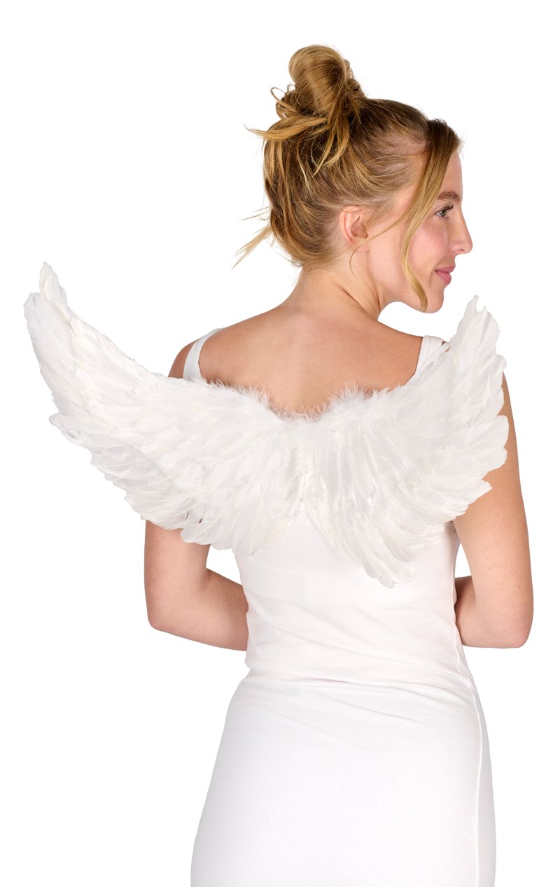 White Feather Wings Accessory 55cm x 55cm - Simply Fancy Dress